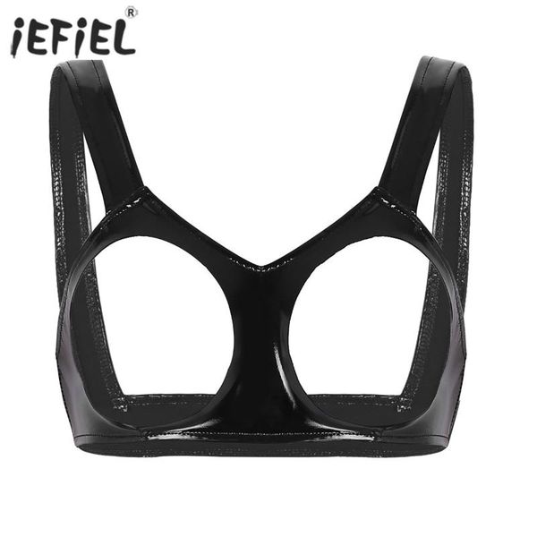 bras leather open cup bra women lingerie clubwear wetlook sleeveless unlined cupless brallete hollow out underwear, Red;black
bras leather open cup bra women lingerie clubwear wetlook sleeveless unlined cupless brallete hollow out underwear, Red;black