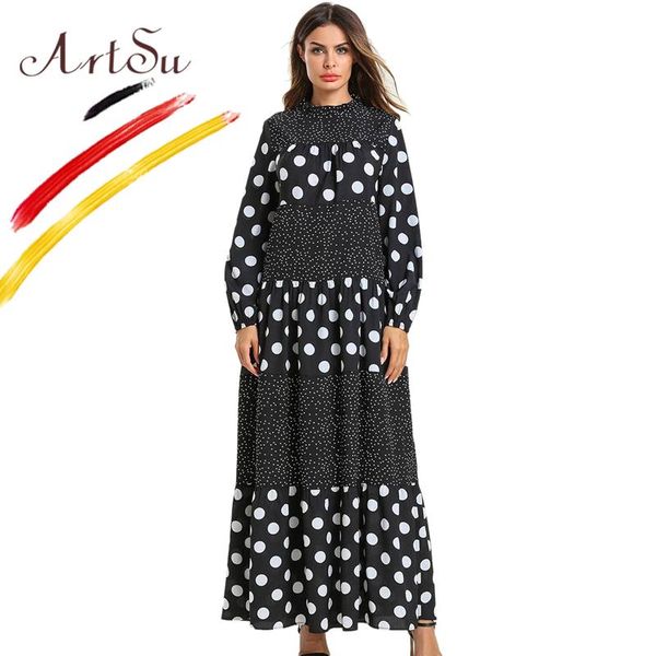 casual dresses 2021 women long black dress fashion patchwork draped swing polka dots robe femme spring holiday boho maxi, Black;gray
casual dresses 2021 women long black dress fashion patchwork draped swing polka dots robe femme spring holiday boho maxi, Black;gray