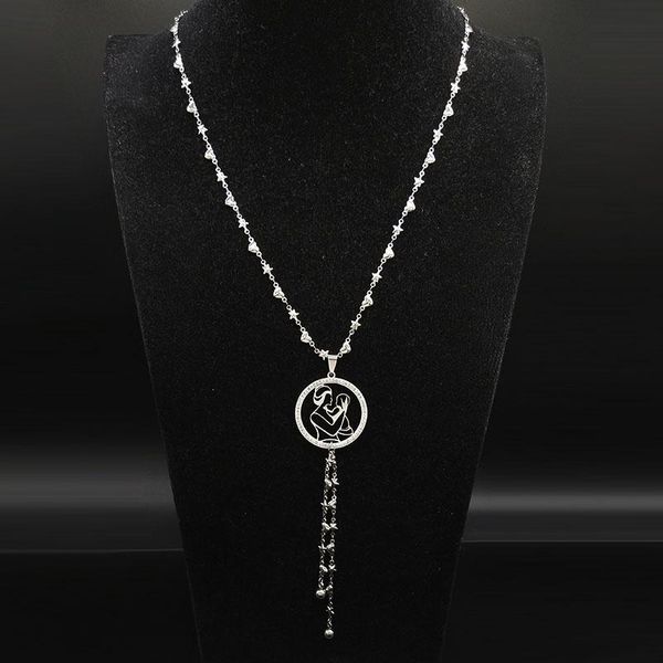 pendant necklaces 2021 mama and kid crystal stainless steel necklace for women gift long tassel silver color jewelry joyas mujer n19062
pendant necklaces 2021 mama and kid crystal stainless steel necklace for women gift long tassel silver color jewelry joyas mujer n19062