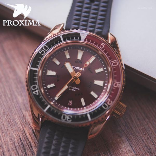 proxima 2021 brand men's watch bronze business automatic nh35 mechanical sports clock sapphire diving 300m wristwatches, Slivery;brown
proxima 2021 brand men's watch bronze business automatic nh35 mechanical sports clock sapphire diving 300m wristwatches, Slivery;brown