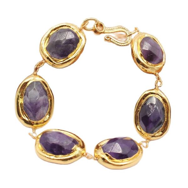 beaded, strands guaiguai jewelry natural purple amethysts oval electroplate gold plated egg bracelet handmade for women, Black
beaded, strands guaiguai jewelry natural purple amethysts oval electroplate gold plated egg bracelet handmade for women, Black