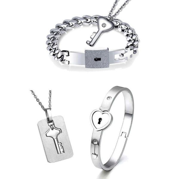 charm bracelets titanium puzzle couple heart lock key bracelet necklace lover jewelry set, Golden;silver
charm bracelets titanium puzzle couple heart lock key bracelet necklace lover jewelry set, Golden;silver