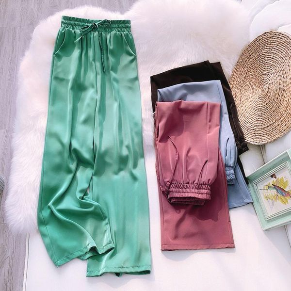 women's pants & capris summer wide-leg satin cloud ice silk loose casual trousers drape straight gd328, Black;white
women's pants & capris summer wide-leg satin cloud ice silk loose casual trousers drape straight gd328, Black;white
