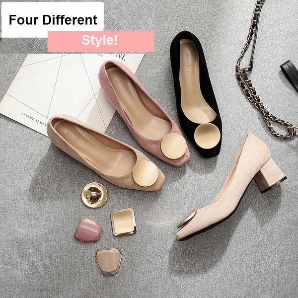 dress shoes four design buckle suede leather high heels women square toe metal decoration pumps chunky ol tacones mujer 2021, Black
dress shoes four design buckle suede leather high heels women square toe metal decoration pumps chunky ol tacones mujer 2021, Black