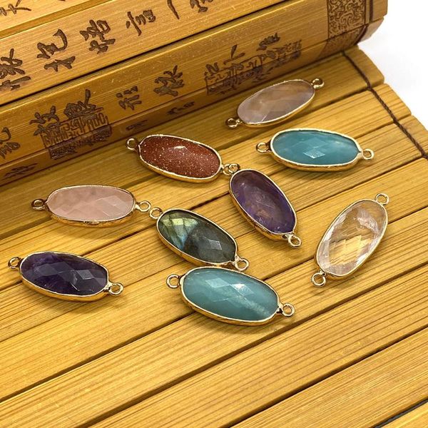 charms natural stone pendant colored oval double hole faceted amethyst sandstone diy handmade fashion necklace jewelry accessories, Bronze;silver
charms natural stone pendant colored oval double hole faceted amethyst sandstone diy handmade fashion necklace jewelry accessories, Bronze;silver