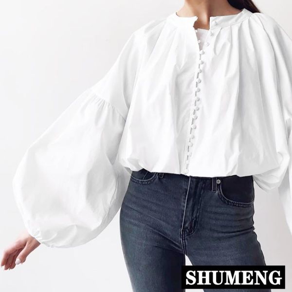 women's blouses & shirts 2021 european fashion lantern sleeve loose button shirt solid color elegant, White
women's blouses & shirts 2021 european fashion lantern sleeve loose button shirt solid color elegant, White