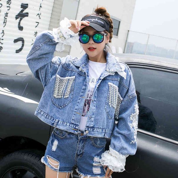 european station thai tide mark heavy industry embroidered short denim women's jacket loose fashion seam lace, Black;brown
european station thai tide mark heavy industry embroidered short denim women's jacket loose fashion seam lace, Black;brown