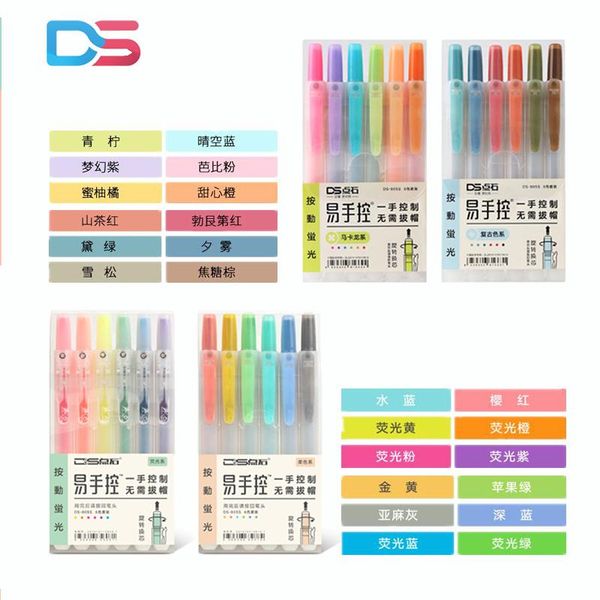 highlighters ds 6colors/set highlighter pen retro macron mildliner fluorescent art markers set school office supplies kawaii stationery, Black;red
highlighters ds 6colors/set highlighter pen retro macron mildliner fluorescent art markers set school office supplies kawaii stationery, Black;red