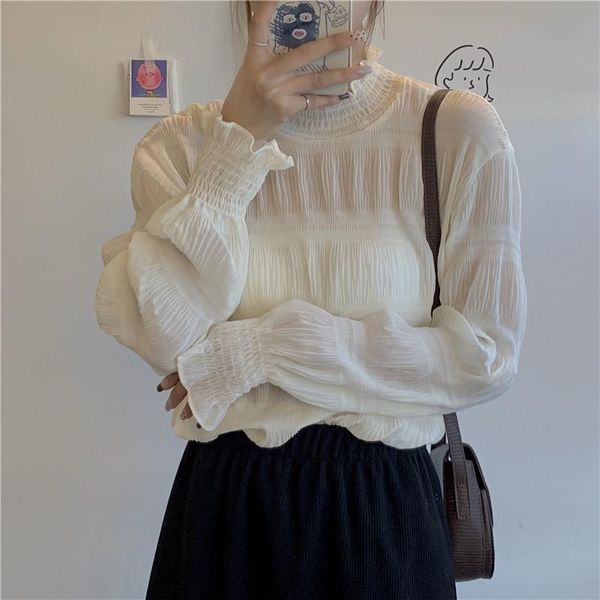 women's blouses & shirts women pure turtleneck all-match stylish casual artistic est korean style mujer clothes college spring classy, White
women's blouses & shirts women pure turtleneck all-match stylish casual artistic est korean style mujer clothes college spring classy, White