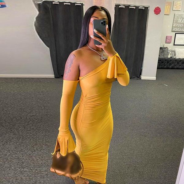 casual dresses wsevypo autumn women one-shoulder wrapped maxi dress chic long flare sleeve side drawstring ruched pleated yellow, Black;gray
casual dresses wsevypo autumn women one-shoulder wrapped maxi dress chic long flare sleeve side drawstring ruched pleated yellow, Black;gray