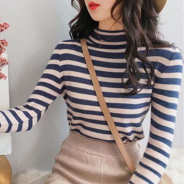 women's sweaters fashion sweater loose stripe autumnturtleneck long-sleeved knitted pullover casual, White;black
women's sweaters fashion sweater loose stripe autumnturtleneck long-sleeved knitted pullover casual, White;black