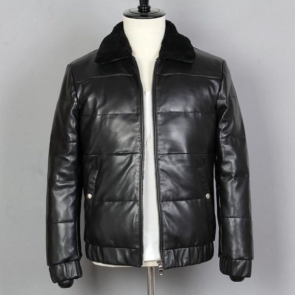 fur collar genuine leather down jacket men sheepskin slim fit male turn-down short real winter coat men's & faux, Black
fur collar genuine leather down jacket men sheepskin slim fit male turn-down short real winter coat men's & faux, Black