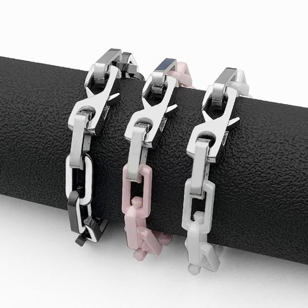 link, chain luxury designs multi color ceramic bracelets men gift high polished 316l stainless steel bangles for women drop, Black
link, chain luxury designs multi color ceramic bracelets men gift high polished 316l stainless steel bangles for women drop, Black