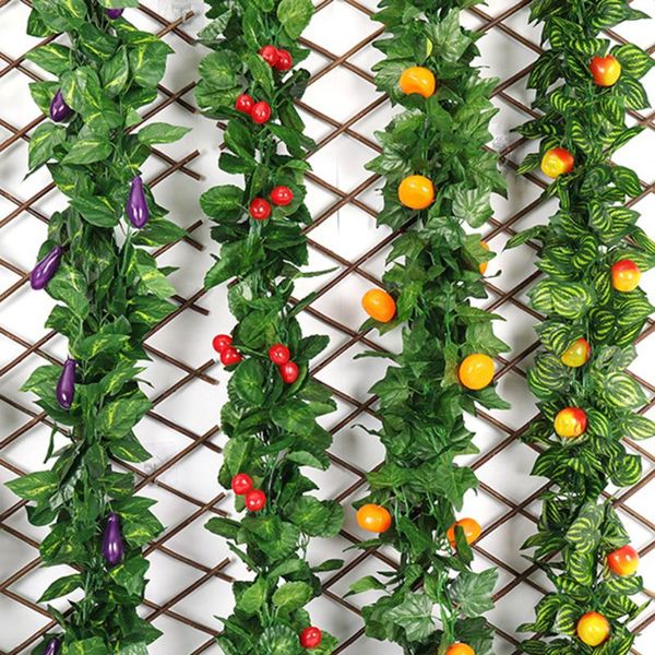 5pcs/string artificial fake fruits/vegatable vines hanging plant large leaves garland wedding party home decor garden decoration decorative
5pcs/string artificial fake fruits/vegatable vines hanging plant large leaves garland wedding party home decor garden decoration decorative