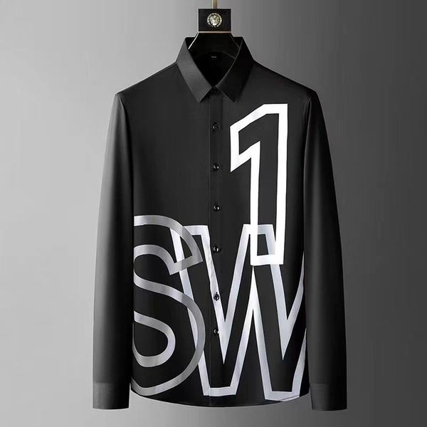 men's casual shirts european and american style letter printed long sleeved shirt 2021 autumn youth no iron, White;black
men's casual shirts european and american style letter printed long sleeved shirt 2021 autumn youth no iron, White;black