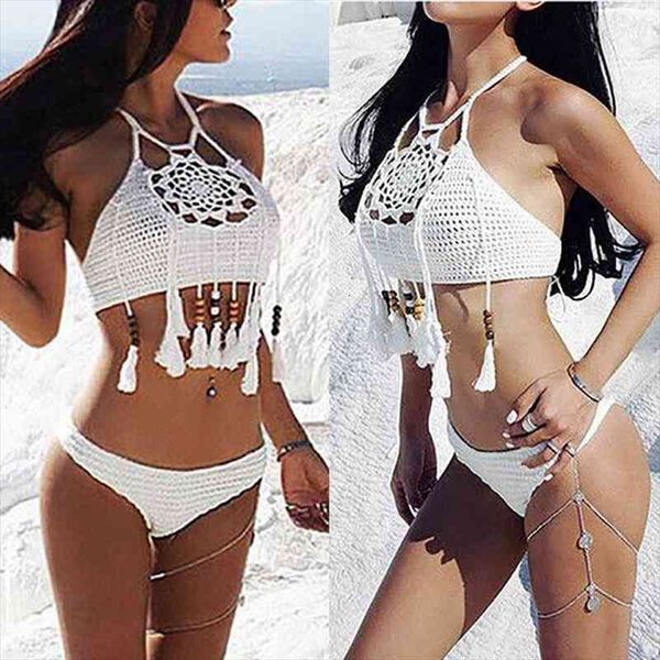 bikini women swimsuit brazilian bikini set crochet halter beaded tassel hollow out swimwear s-l, White;black
bikini women swimsuit brazilian bikini set crochet halter beaded tassel hollow out swimwear s-l, White;black