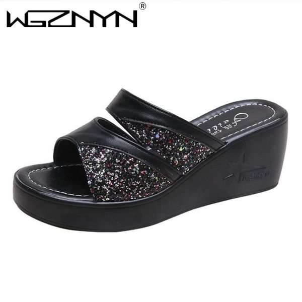 women wedge sequins slippers bling platform flip flops soft comfortable casual shoes beach sandals ladies slipper, Black
women wedge sequins slippers bling platform flip flops soft comfortable casual shoes beach sandals ladies slipper, Black