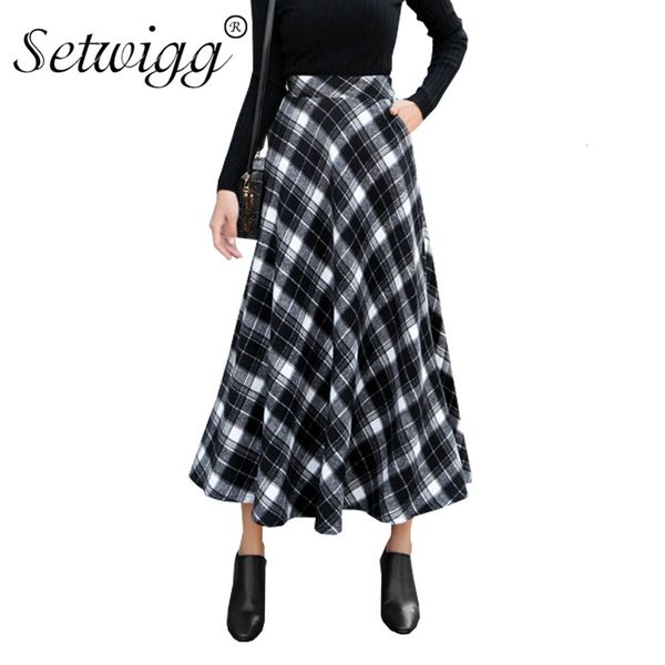 skirts autumn wool blend plaid skater stretch high waist thick tartan pockets a-line calf-ankle long flared skirts, Black
skirts autumn wool blend plaid skater stretch high waist thick tartan pockets a-line calf-ankle long flared skirts, Black