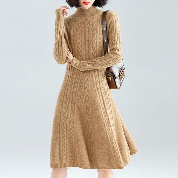 casual dresses 2021 wool knitted autumn winter screw thread thicken a-line women sweater fashion elegant warm female dress, Black;gray
casual dresses 2021 wool knitted autumn winter screw thread thicken a-line women sweater fashion elegant warm female dress, Black;gray