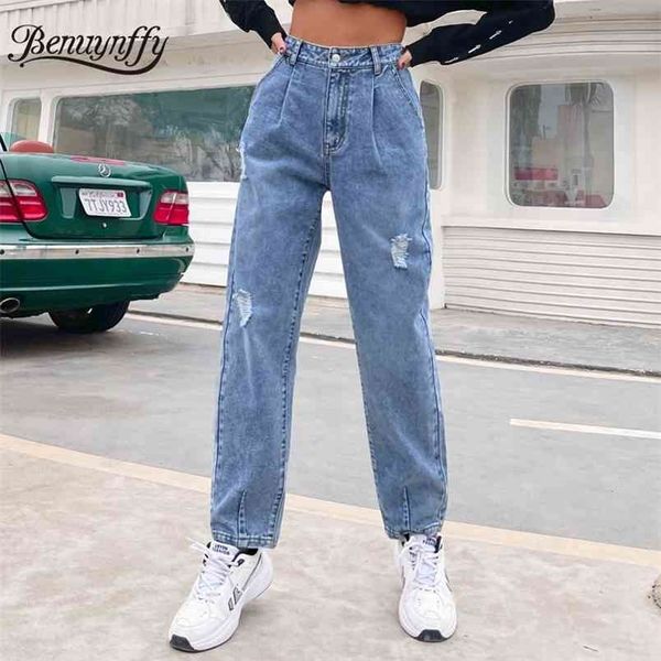solid pleat front ripped jeans woman spring autumn high waist casual streetwear women baggy denim pants bottoms 210510, Blue
solid pleat front ripped jeans woman spring autumn high waist casual streetwear women baggy denim pants bottoms 210510, Blue
