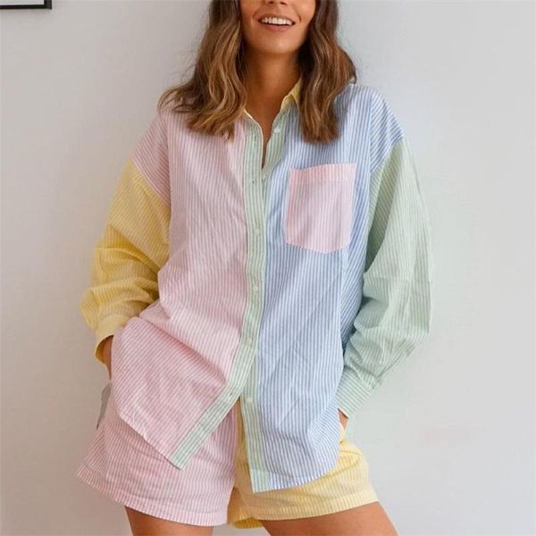 women's blouses & shirts women casual striped loose oversize asymmetric stitching ladies fashion long sleeve single breasted lapel blo, White
women's blouses & shirts women casual striped loose oversize asymmetric stitching ladies fashion long sleeve single breasted lapel blo, White