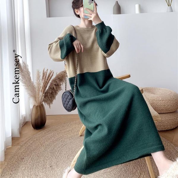 casual dresses basic thick autumn winter ankle length knitted long women personality contrast japanese harajuku oversize sweater dress, Black;gray
casual dresses basic thick autumn winter ankle length knitted long women personality contrast japanese harajuku oversize sweater dress, Black;gray