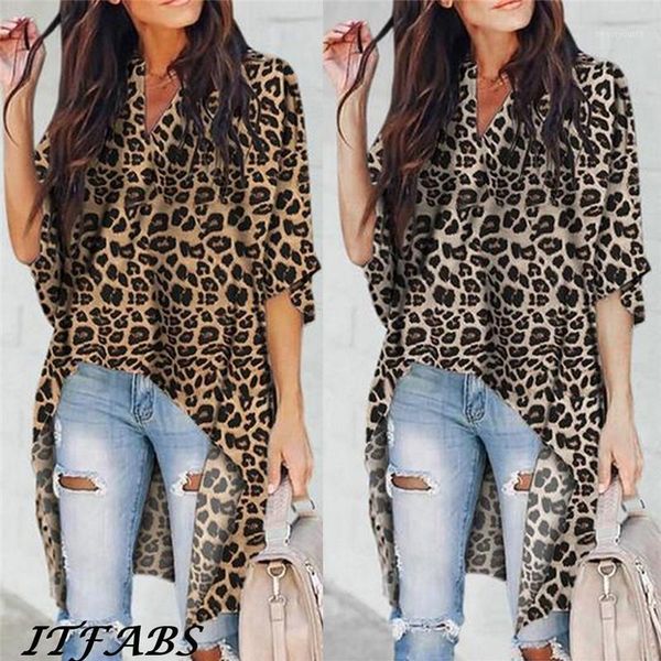women's blouses & shirts leopard blouse women ladies summer long sleeve shirt loose casual half v-neck, White
women's blouses & shirts leopard blouse women ladies summer long sleeve shirt loose casual half v-neck, White