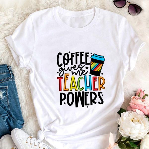 women's t-shirt coffee gives me teacher powers 100%cotton print women tshirt funny summer autumn casual short sleeve lover tee, White
women's t-shirt coffee gives me teacher powers 100%cotton print women tshirt funny summer autumn casual short sleeve lover tee, White