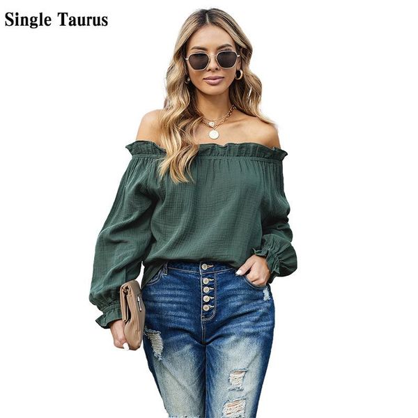 women's blouses & shirts lantern sleeve ruffles slash neck women blouse 2021spring fall lady green elegant vintage shirt chic, White
women's blouses & shirts lantern sleeve ruffles slash neck women blouse 2021spring fall lady green elegant vintage shirt chic, White