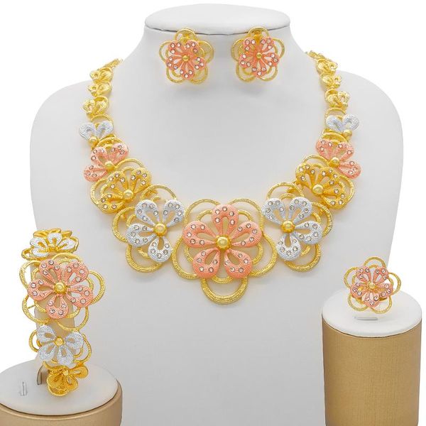 earrings & necklace colourful flower jewelry set 24k gold color for women african dubai bridal wedding gifts bracelet, Silver
earrings & necklace colourful flower jewelry set 24k gold color for women african dubai bridal wedding gifts bracelet, Silver
