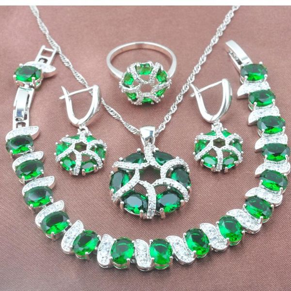 earrings & necklace christmas gift silver color jewelry sets women's wedding green crystal bracelet pendant ring yz0442
earrings & necklace christmas gift silver color jewelry sets women's wedding green crystal bracelet pendant ring yz0442