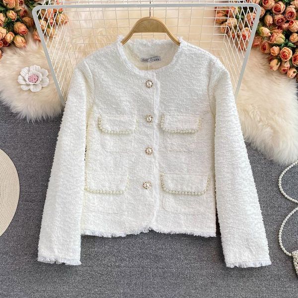women's jackets autumn winter small fragrance celebrity woven short tweed wool blends coat long sleeved beading jacket outerwear, Black;brown
women's jackets autumn winter small fragrance celebrity woven short tweed wool blends coat long sleeved beading jacket outerwear, Black;brown