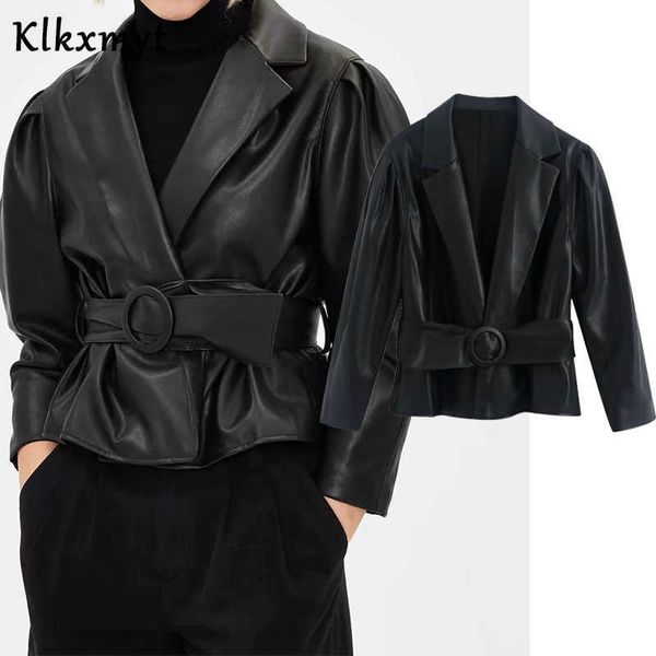 klkxmyt za blazer women fashion short faux leather vintage long sleeve with belt female outerwear chic 210527, White;black
klkxmyt za blazer women fashion short faux leather vintage long sleeve with belt female outerwear chic 210527, White;black