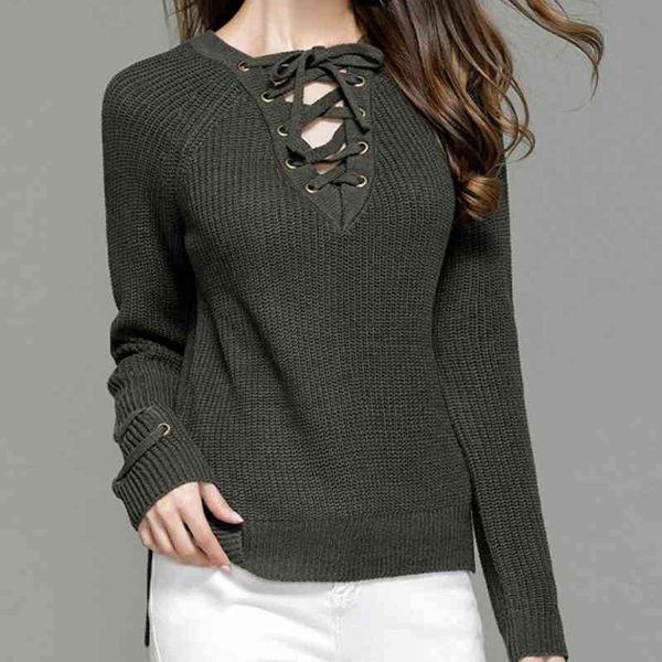 lace up knitting pullovers fashion autumn winter sweater women chic pink o-neck knit slim jumper pull female 210603, White;black
lace up knitting pullovers fashion autumn winter sweater women chic pink o-neck knit slim jumper pull female 210603, White;black