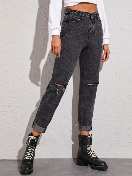 high waist ripped mom jeans l6k5#, Blue
high waist ripped mom jeans l6k5#, Blue