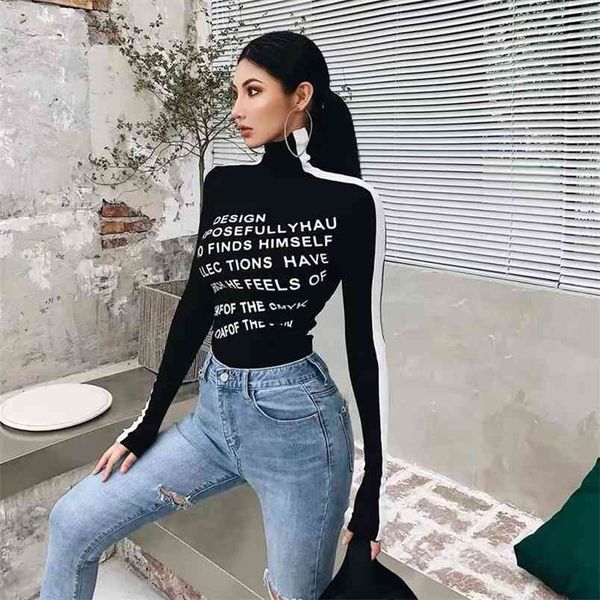 xibani casual letter print women's high neck black and white contrast bottoming with long sleeves in autumn winter shirt 210406
xibani casual letter print women's high neck black and white contrast bottoming with long sleeves in autumn winter shirt 210406