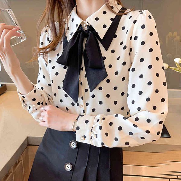 women's blouses & shirts spring womens polka dotted long sleeved bowknot chiffon female black/ white dots temperament nl6p
women's blouses & shirts spring womens polka dotted long sleeved bowknot chiffon female black/ white dots temperament nl6p
