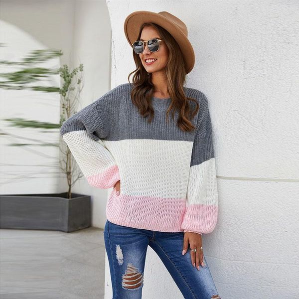 women's sweaters striped womens autumn 2021 o-neck puff sleeve pullovers computer knitted casual loose streetwear rainbow sweater, White;black
women's sweaters striped womens autumn 2021 o-neck puff sleeve pullovers computer knitted casual loose streetwear rainbow sweater, White;black