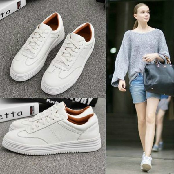 women chunky sneakers fashion white split leather white shoes lace up tenis feminino zapatos de mujer platform women casual shoe, Black
women chunky sneakers fashion white split leather white shoes lace up tenis feminino zapatos de mujer platform women casual shoe, Black