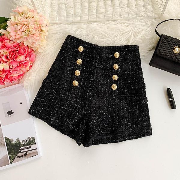 women's shorts 2021 fashion winter double-breasted high-waist tweed, White;black
women's shorts 2021 fashion winter double-breasted high-waist tweed, White;black