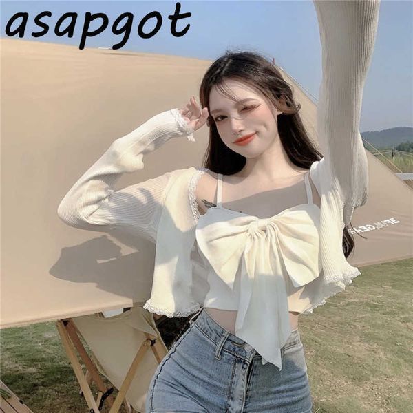 & tees tanks & camis women's clothing fashion white bow crop slim temperament thin spring blue sets sweet chic 210610
& tees tanks & camis women's clothing fashion white bow crop slim temperament thin spring blue sets sweet chic 210610