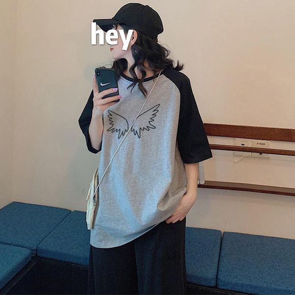 women's t-shirt summer wing print cotton contrast women t-shirts o-neck short sleeve patchwork female pullover 2021 casual loose ladies, White
women's t-shirt summer wing print cotton contrast women t-shirts o-neck short sleeve patchwork female pullover 2021 casual loose ladies, White