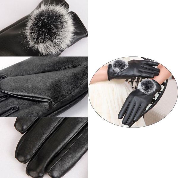 five fingers gloves 1pair winter soft mittens warm pu leather fur balls female touches screen women nin668, Blue;gray
five fingers gloves 1pair winter soft mittens warm pu leather fur balls female touches screen women nin668, Blue;gray