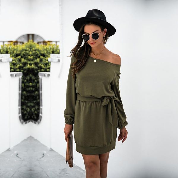 casual dresses women 2021 spring autumn all match oblique shoulder solid color stitching long sleeved dress for fashionable, Black;gray
casual dresses women 2021 spring autumn all match oblique shoulder solid color stitching long sleeved dress for fashionable, Black;gray