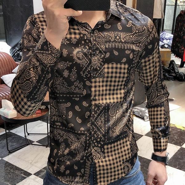men's casual shirts colthing paisley designer shirt dress 2021 spring fashion black gold baroque flower long sleeve, White;black
men's casual shirts colthing paisley designer shirt dress 2021 spring fashion black gold baroque flower long sleeve, White;black