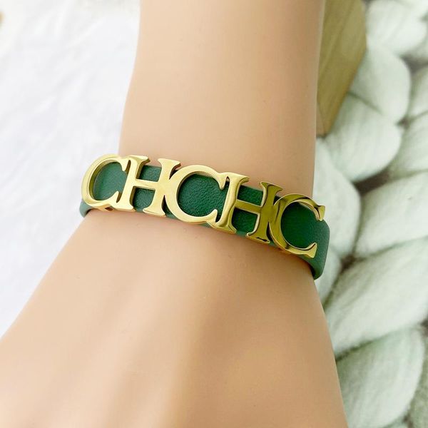 charm bracelets fateama simple stainless steel pu leather woman's bracelet letter ch accessories classic fashion jewelry gift, Golden;silver
charm bracelets fateama simple stainless steel pu leather woman's bracelet letter ch accessories classic fashion jewelry gift, Golden;silver