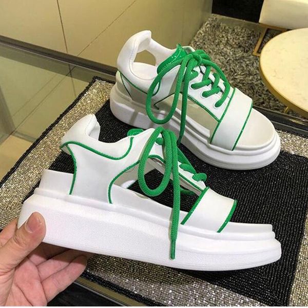 women sneakers noctilucous leather thick platform hollow-outs sandals summer lace up beach breathable casual shoes, Black
women sneakers noctilucous leather thick platform hollow-outs sandals summer lace up beach breathable casual shoes, Black