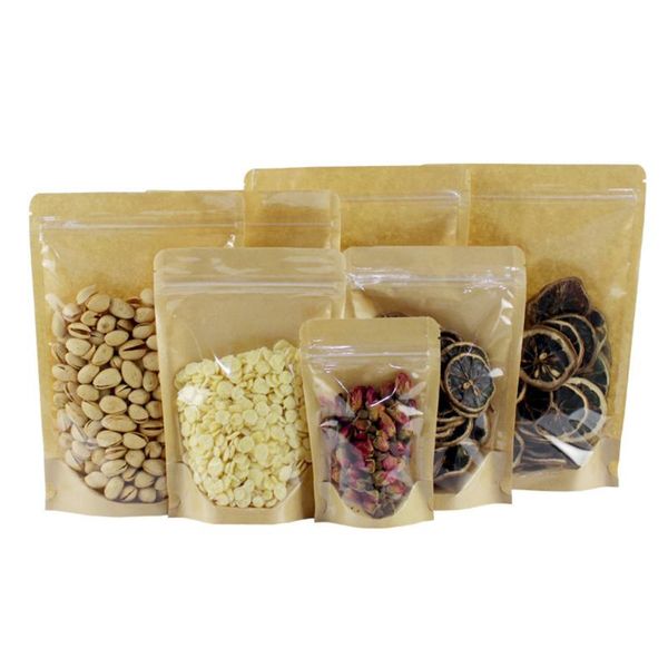 storage bags 500pcs clear plastic stand up brown kraft paper package bag heat seal zipper self sealing cereals nuts pouches
storage bags 500pcs clear plastic stand up brown kraft paper package bag heat seal zipper self sealing cereals nuts pouches