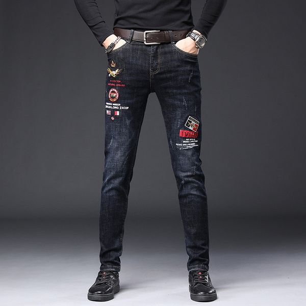 fashion jeans embroidery men's brand stretch printing trend youth straight slim feet, Blue
fashion jeans embroidery men's brand stretch printing trend youth straight slim feet, Blue