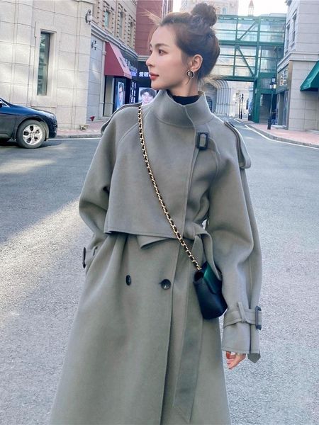women's wool & blends 2021 hepburn style double-sided cashmere coat mid-length and small autumn winter temperament loose woolen, Black
women's wool & blends 2021 hepburn style double-sided cashmere coat mid-length and small autumn winter temperament loose woolen, Black